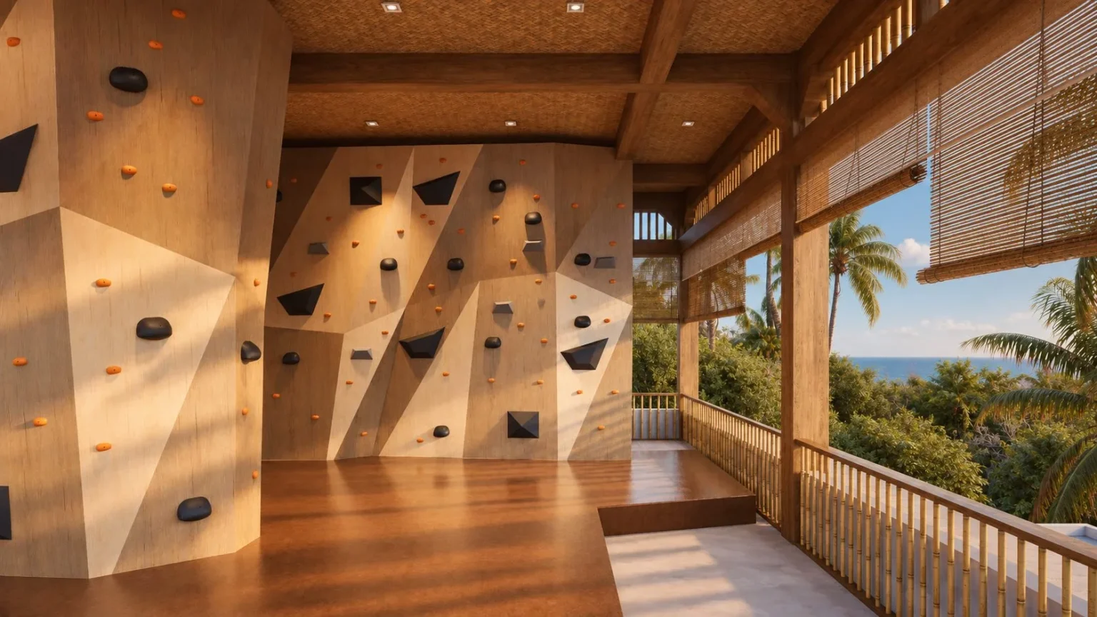 Bouldering wall open to the ocean breeze