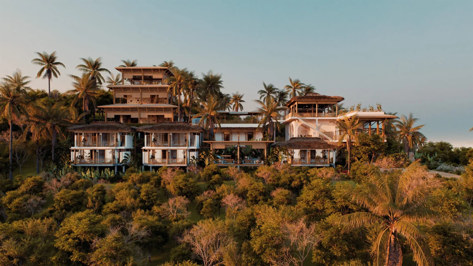 Mendaki seen from the valley at golden hour