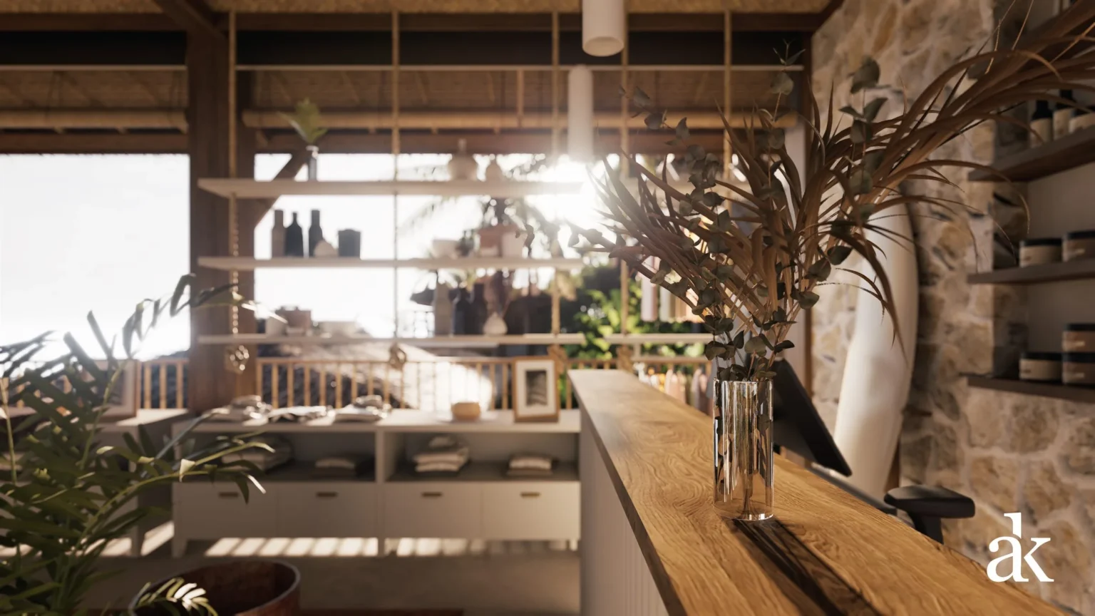 Reception counter with natural light