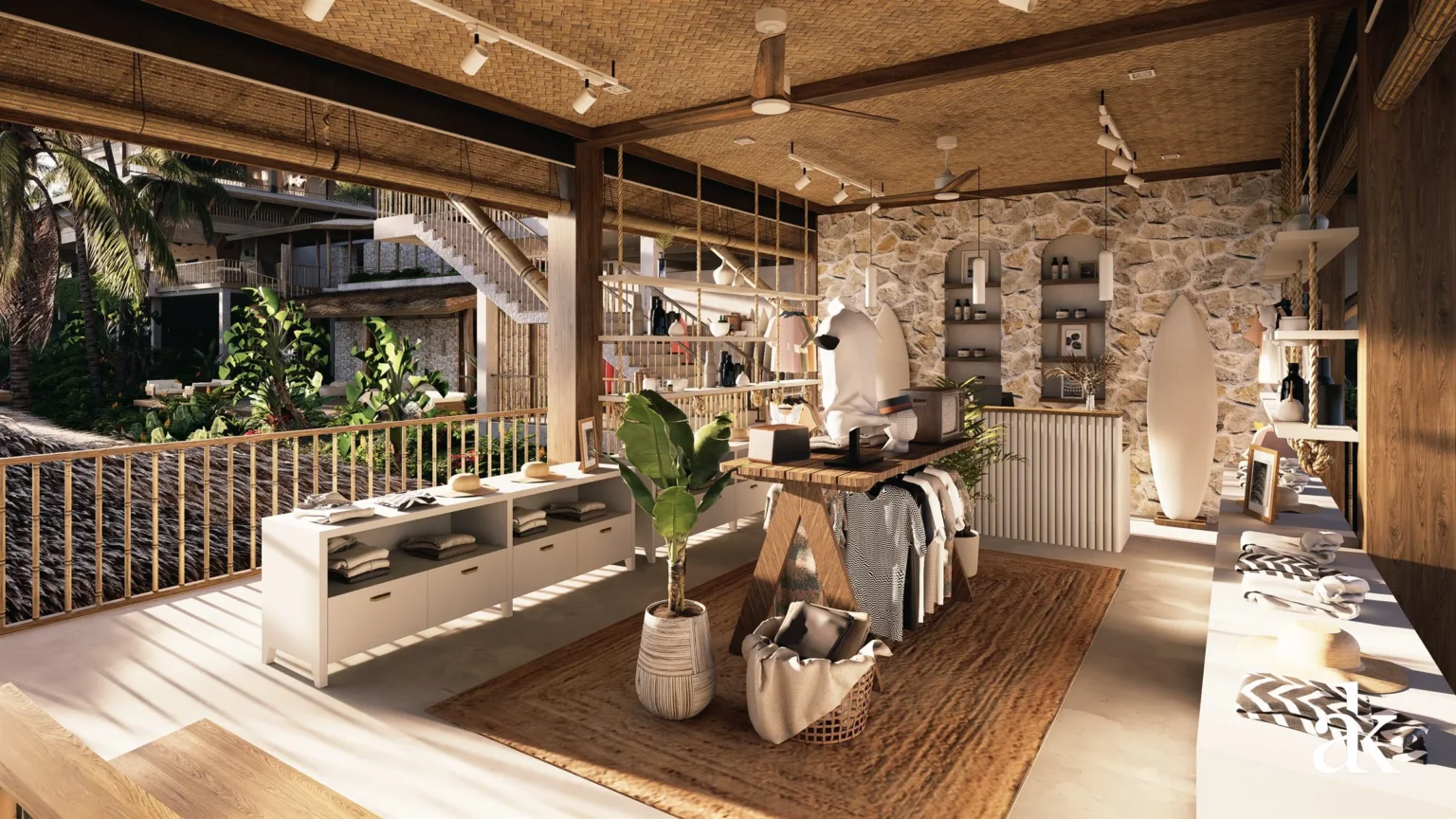 Reception with surf boutique