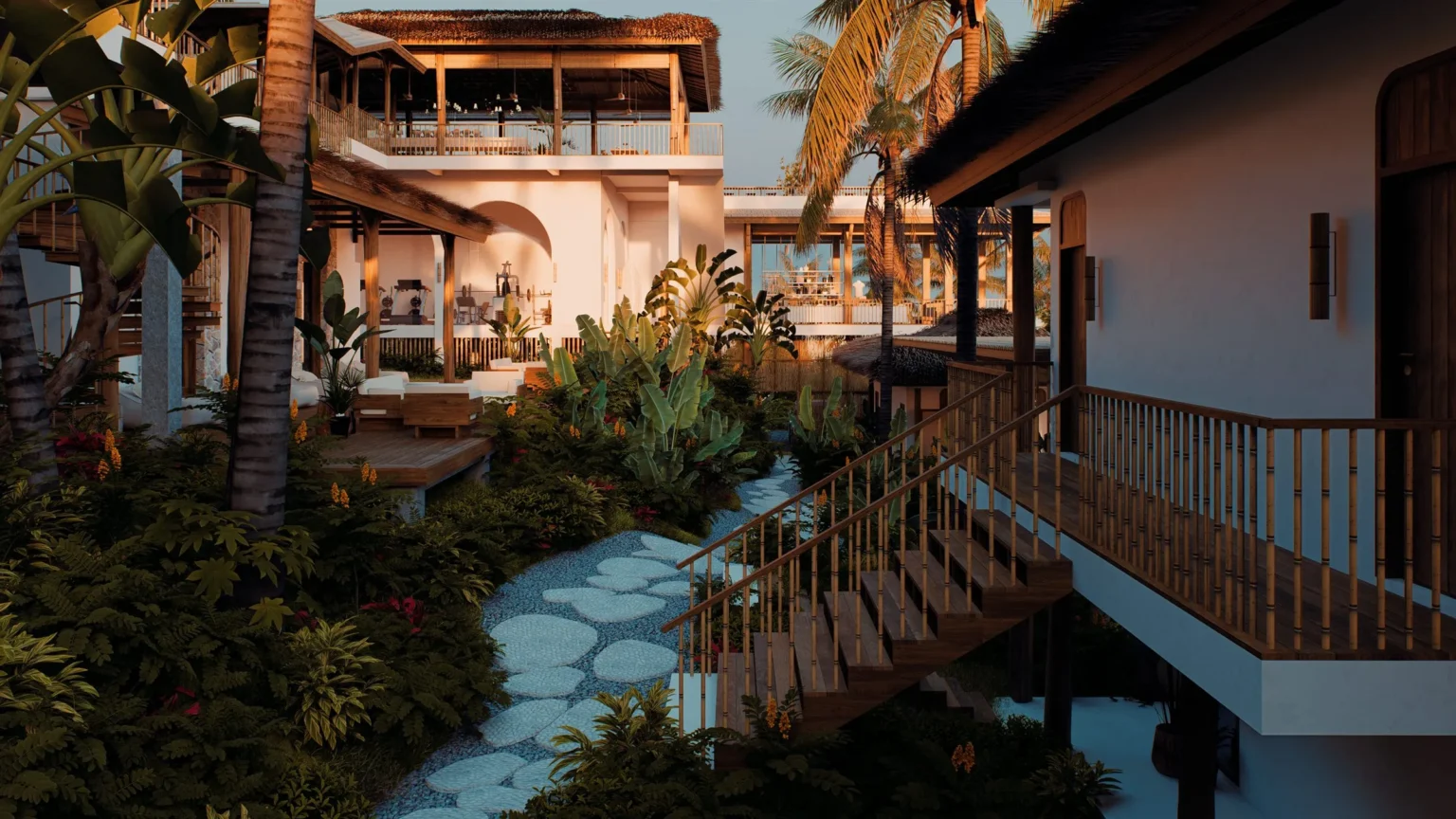 Walkway and stairs between the buildings