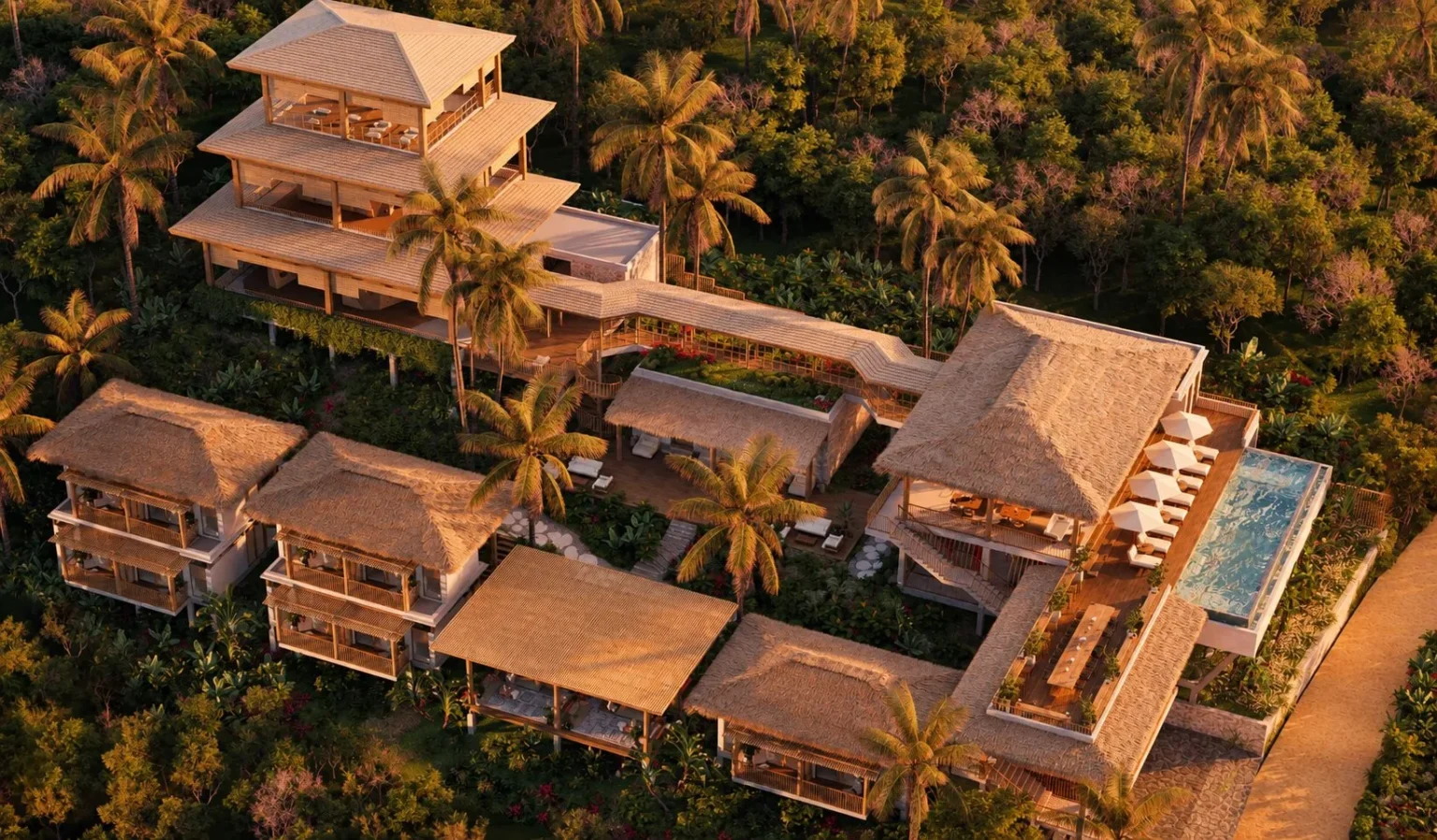 Aerial view of Mendaki in the jungle